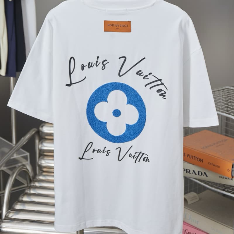 Flower motif Letter Chenille T-Shirt