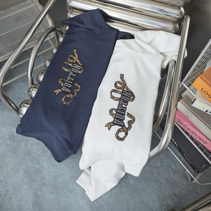 Embroidered Beaded Letter Sweatshirt