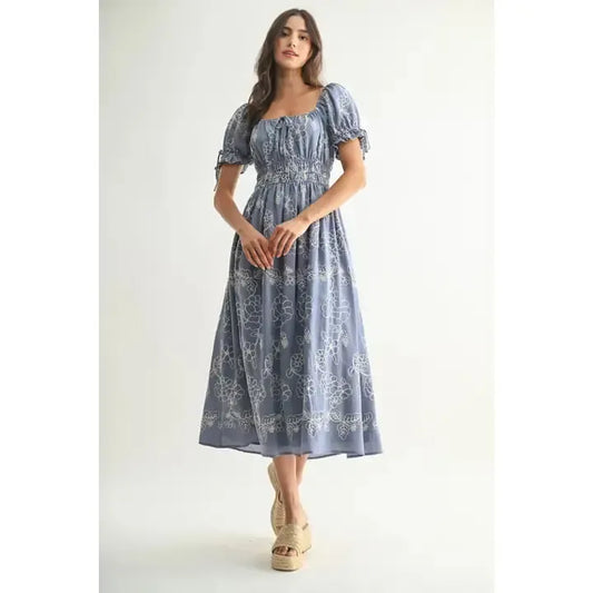 Floral Embroidered Midi Dress