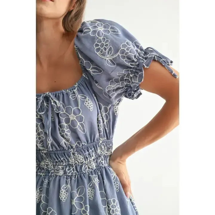 Floral Embroidered Midi Dress