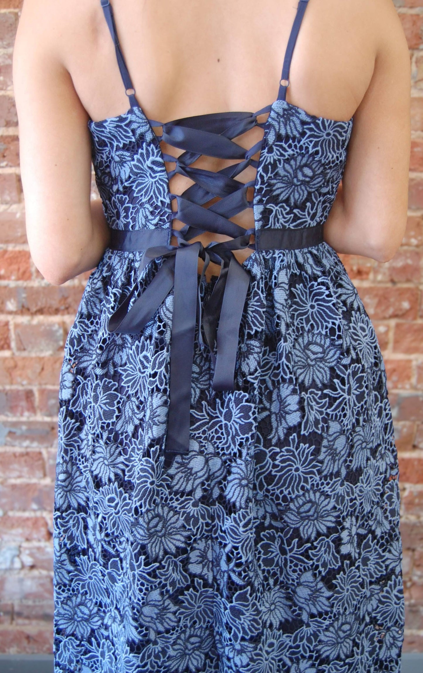 Floral Lace Up Back Midi Dress