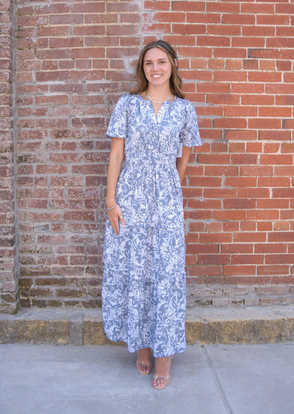 Floral Pintuck Maxi Dress