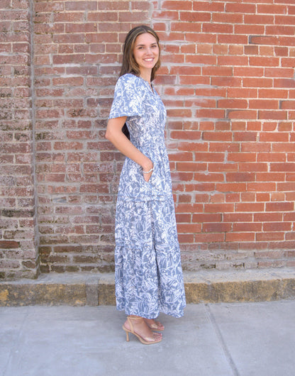 Floral Pintuck Maxi Dress