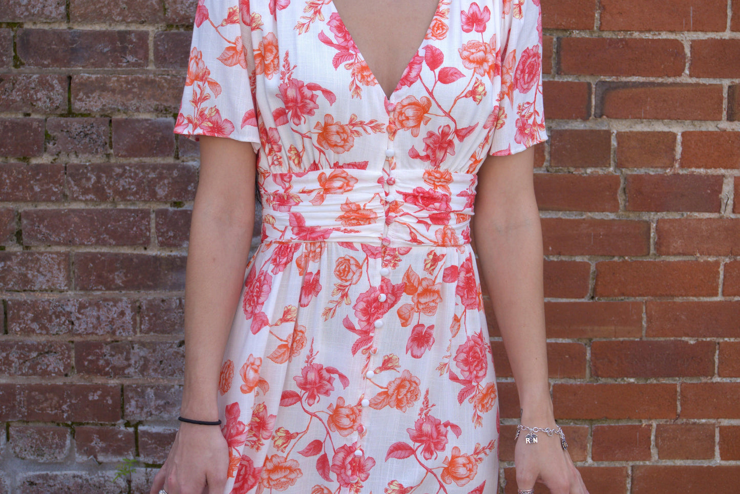 Floral Split Detail Midi Dress