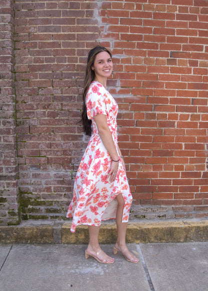 Floral Split Detail Midi Dress