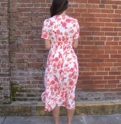 Floral Split Detail Midi Dress
