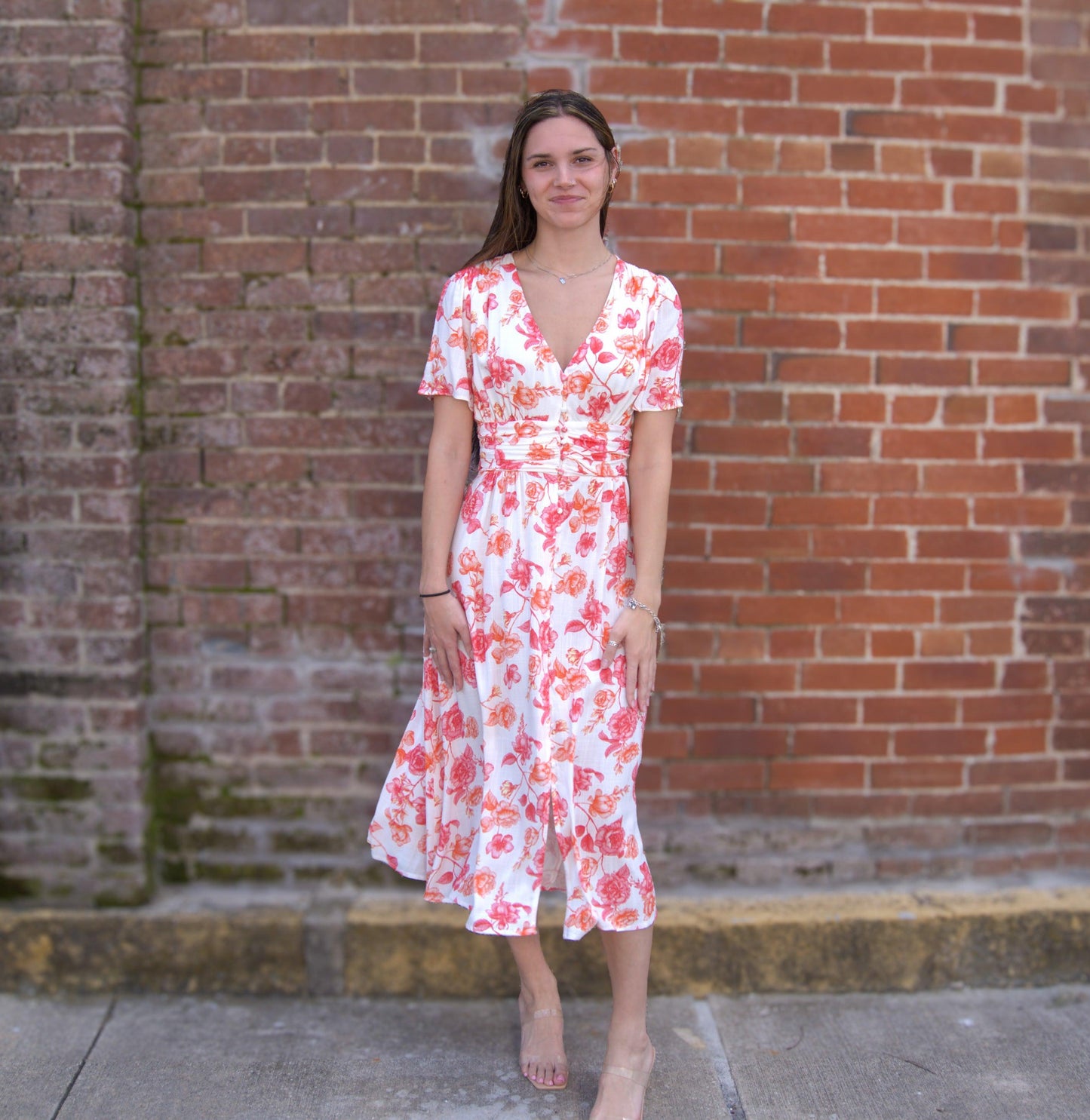Floral Split Detail Midi Dress