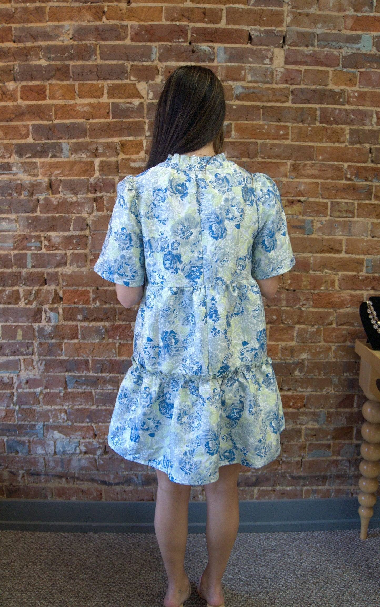 Floral Tiered Jacquard Mini Dress