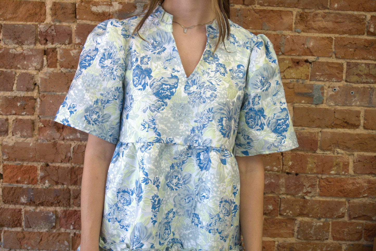 Floral Tiered Jacquard Mini Dress