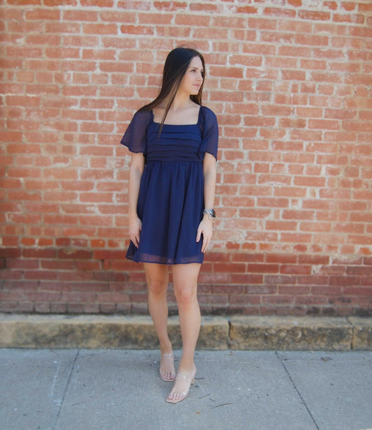 Flutter Sleeve Yoryu Chiffon Dress