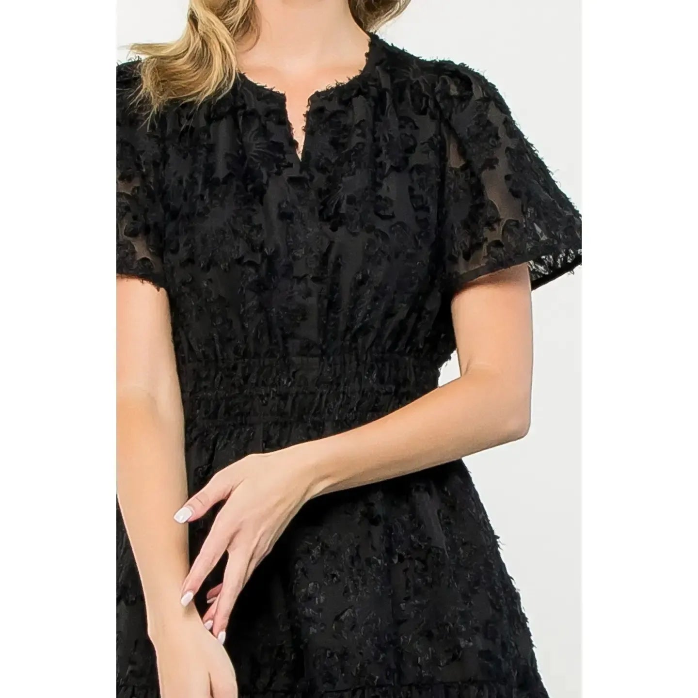 Fringe Detail Flutter Dress