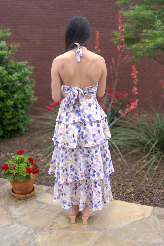 Halter Neck Tiered Maxi Dress