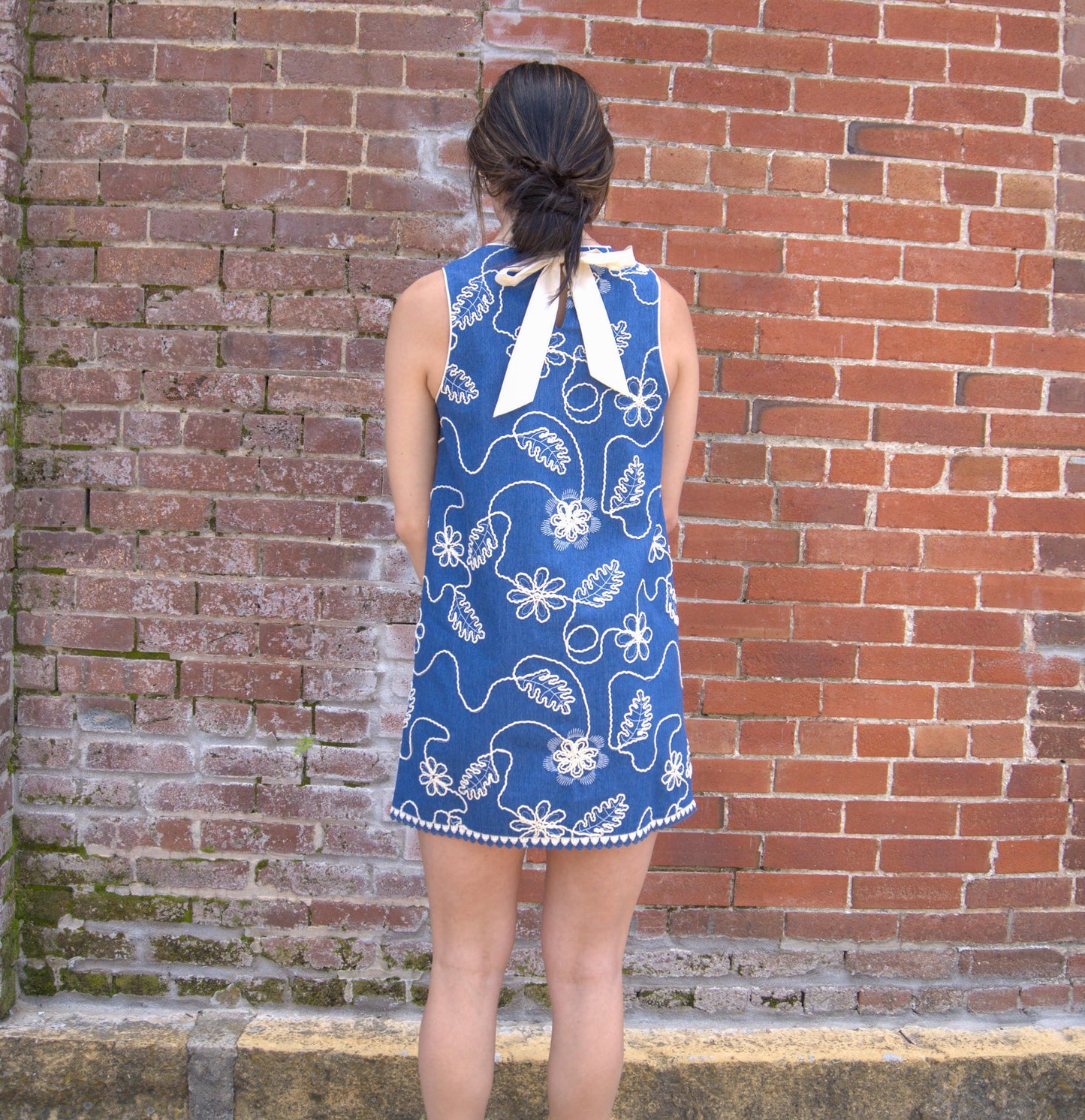 Jacquard Pattern Mini Shift Dress