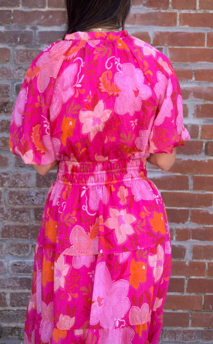 Puff Sleeve Tiered Maxi Dress