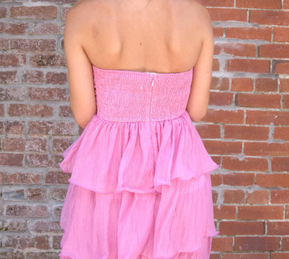 Ruffle Detail Tube Midi Dress