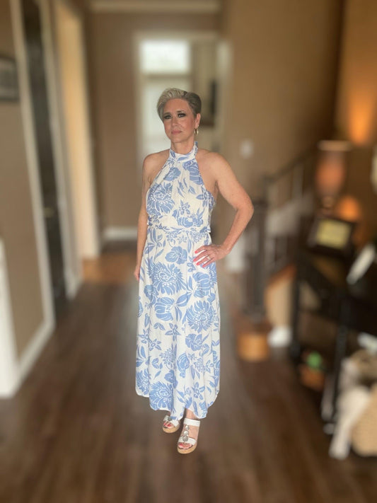 Sleeveless Halter Maxi Dress