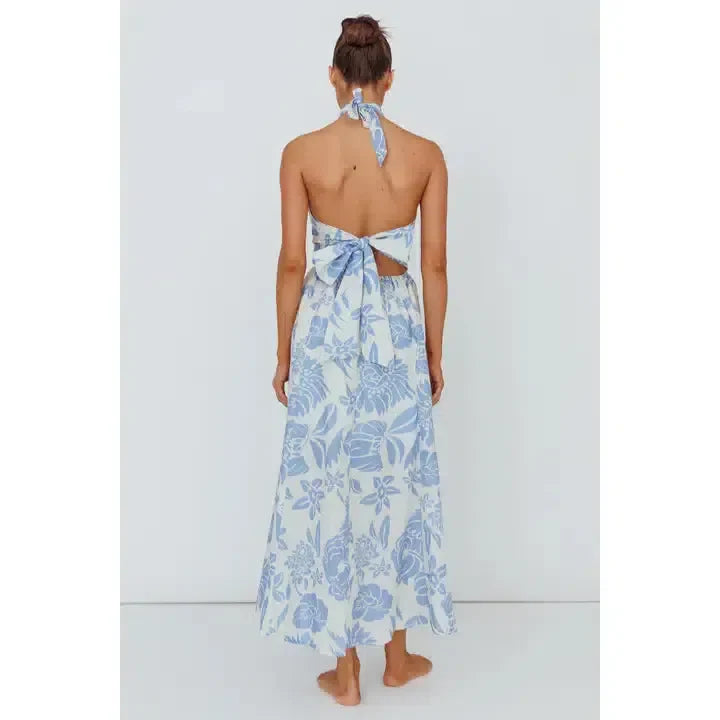 Sleeveless Halter Maxi Dress
