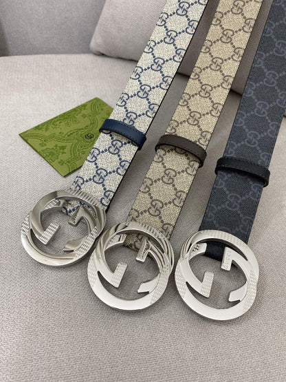 Trendy Monogram Webbing Belt with Metal Buckle