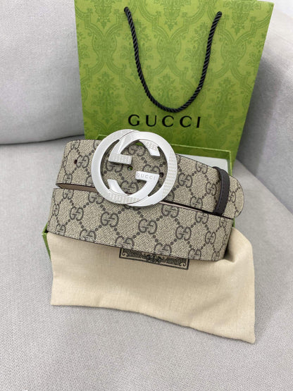 Trendy Monogram Webbing Belt with Metal Buckle