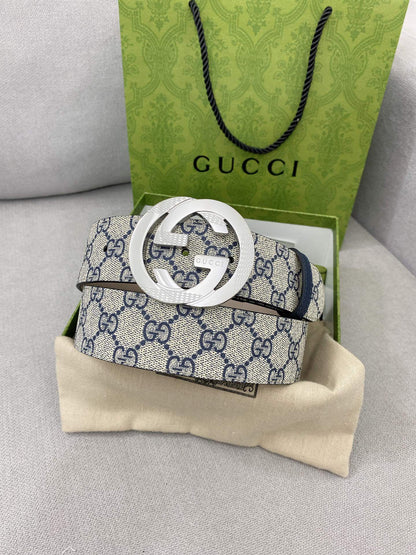 Trendy Monogram Webbing Belt with Metal Buckle