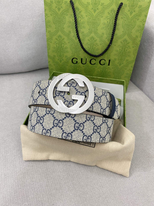 Trendy Monogram Webbing Belt with Metal Buckle